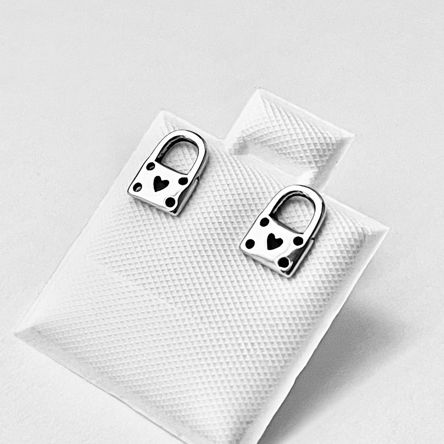 Sterling Silver Little Heart Padlock Stud Earring, Silver Earrings, Locks, Hearts
