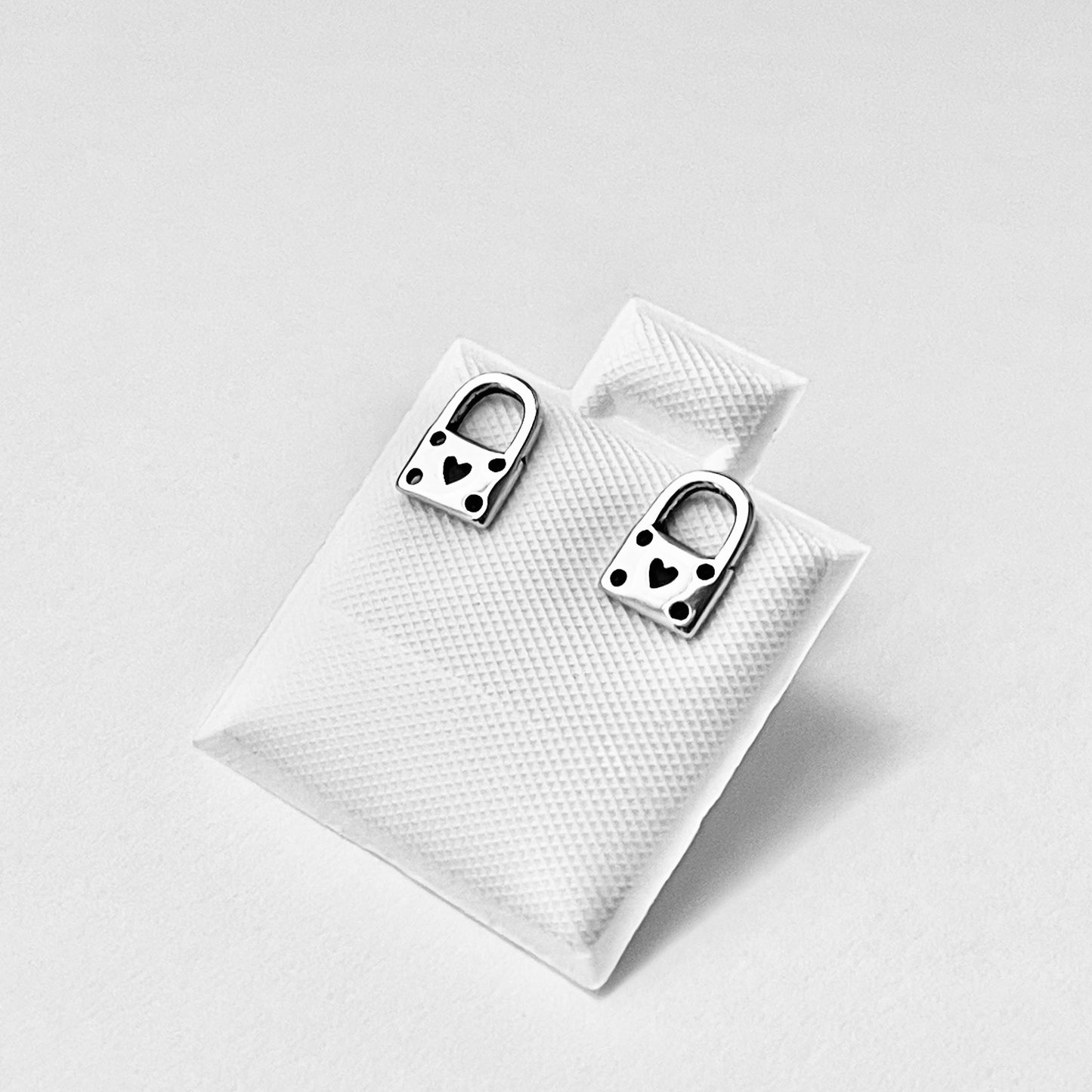 Sterling Silver Little Heart Padlock Stud Earring, Silver Earrings, Locks, Hearts