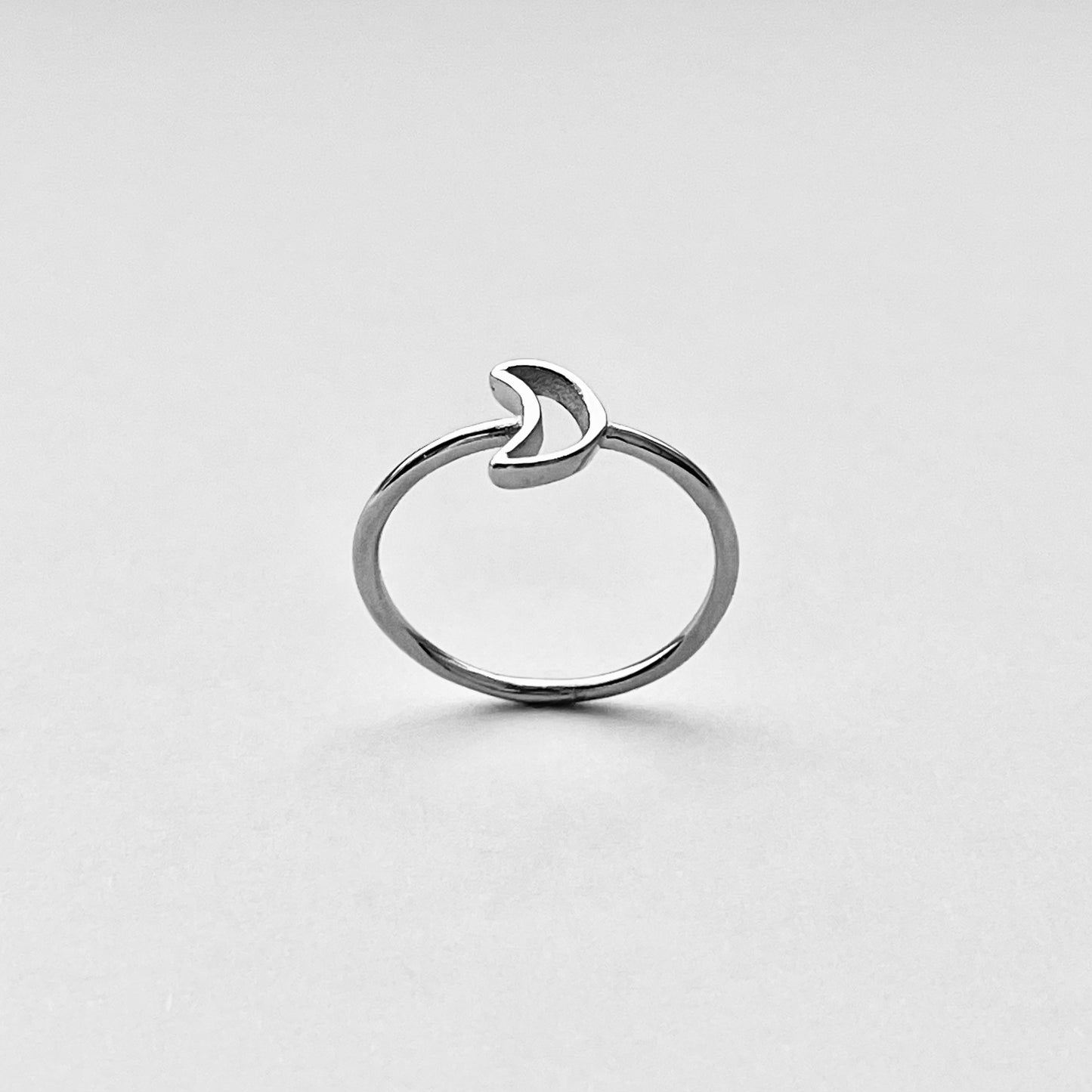 Sterling Silver Little Open Crescent Moon Ring, Minimalist Ring, Celestial Rings