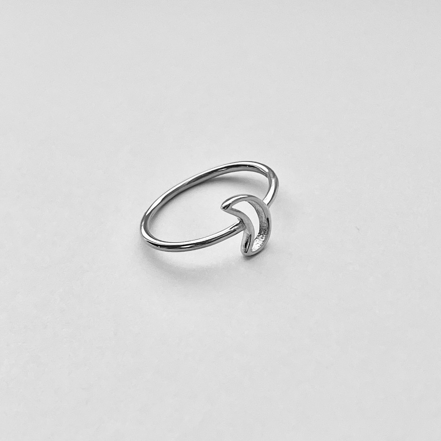 Sterling Silver Little Open Crescent Moon Ring, Minimalist Ring, Celestial Rings