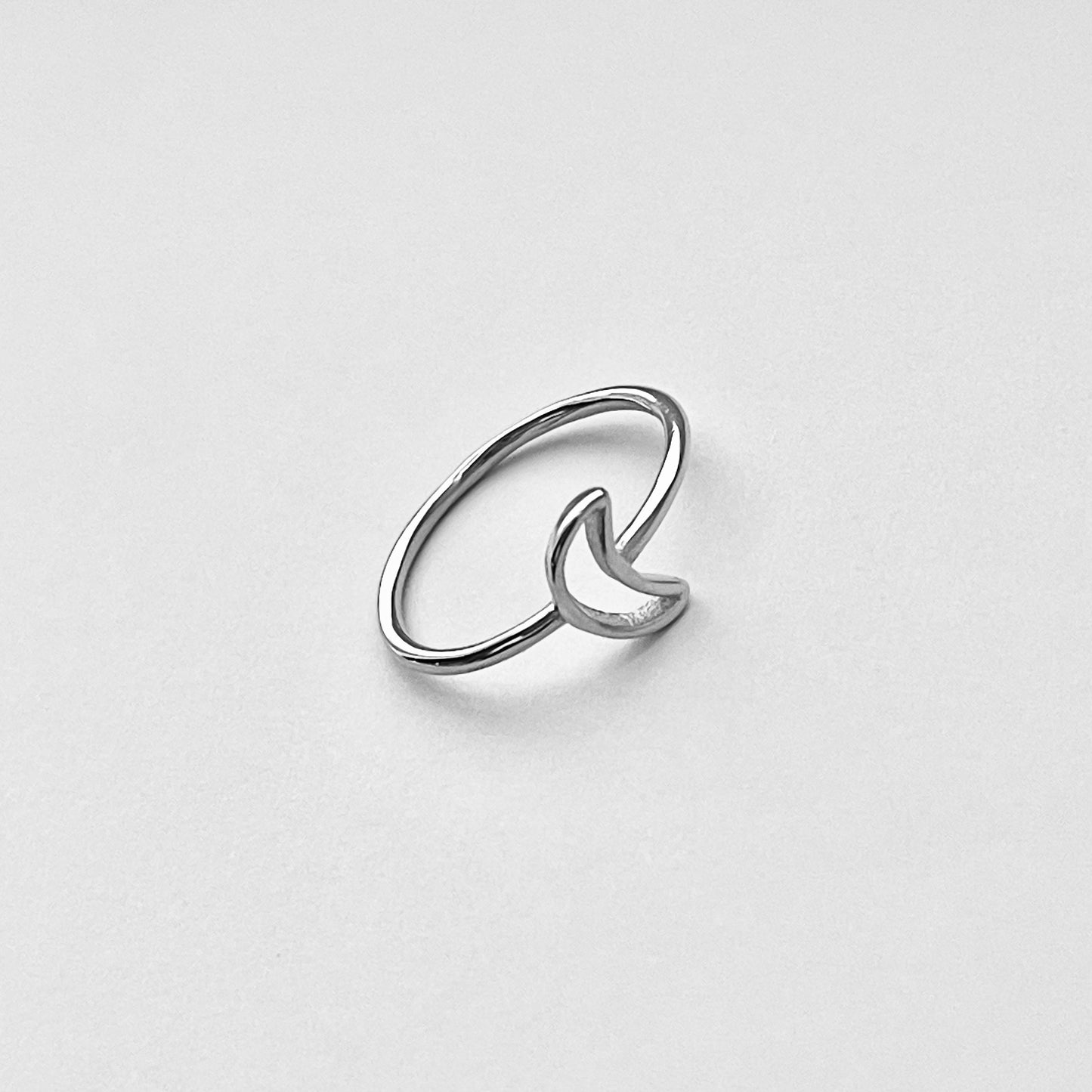 Sterling Silver Little Open Crescent Moon Ring, Minimalist Ring, Celestial Rings