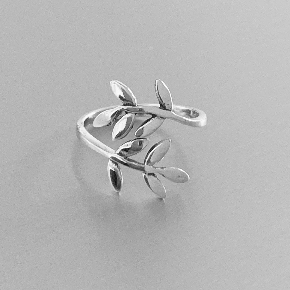 Sterling Silver Wraparound Leaf Toe Ring, Tree of Life Silver Rings