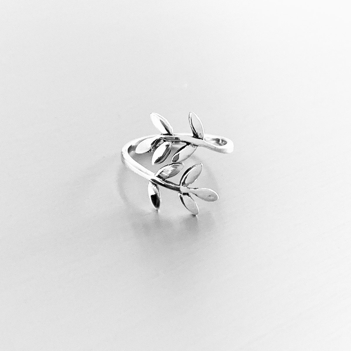 925 Sterling Silver Wraparound Branch Leaf Toe Ring | Tree of Life Olive Leaves Silver Rings