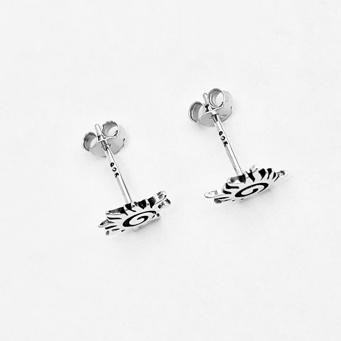 Sterling Silver Small Swirl Sun Earring, Celestial Stud Earrings, Sunshine, Sunny