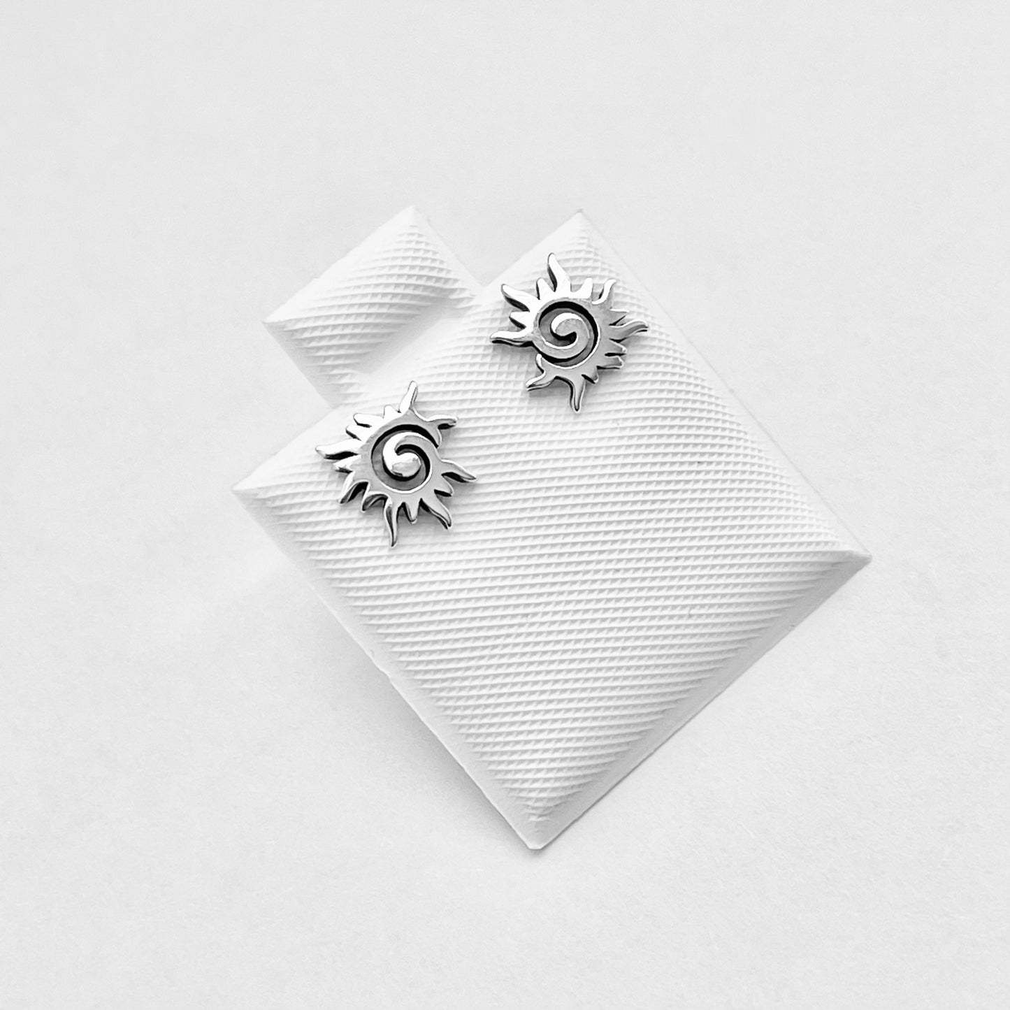 Sterling Silver Small Swirl Sun Earring, Celestial Stud Earrings, Sunshine, Sunny