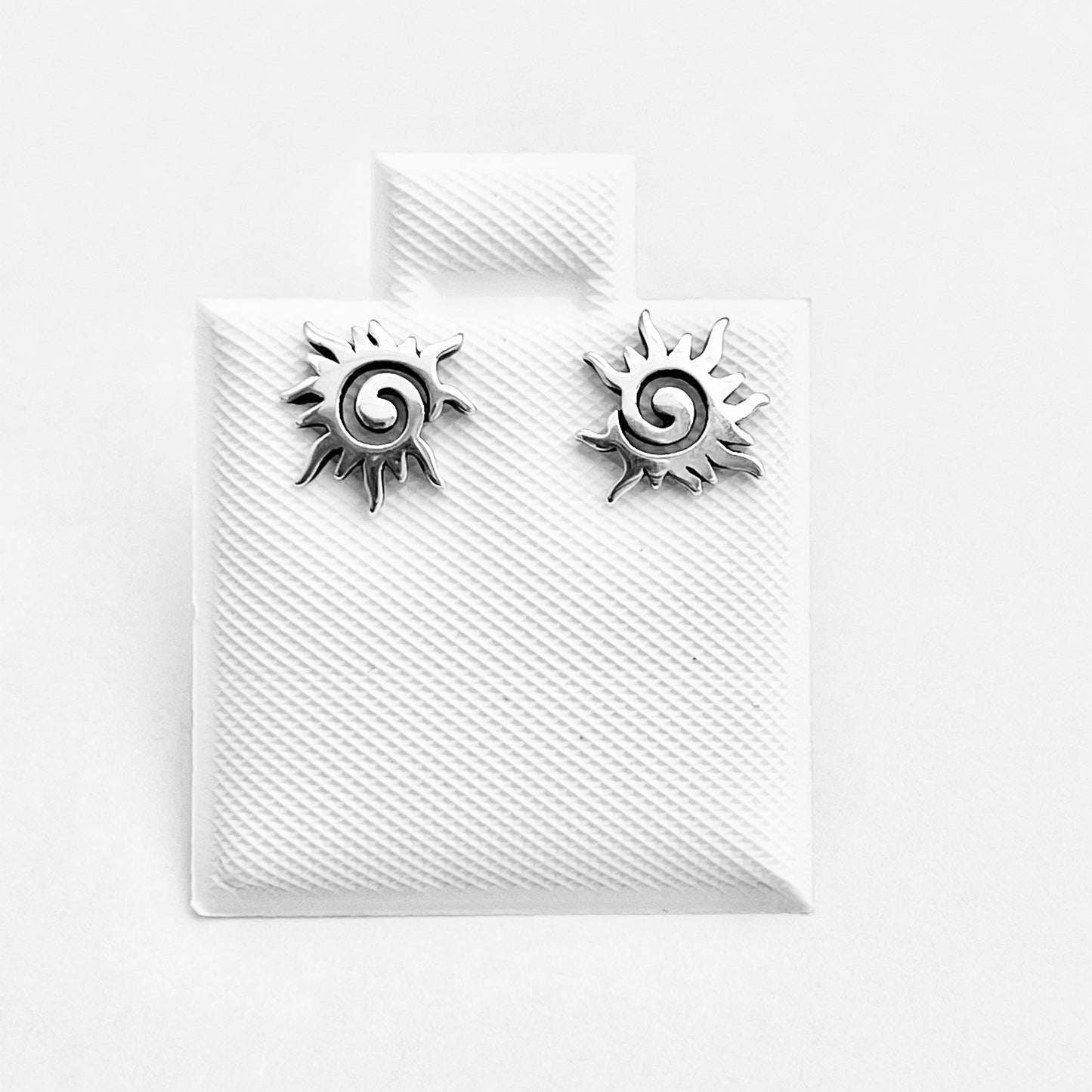 Sterling Silver Small Swirl Sun Earring, Celestial Stud Earrings, Sunshine, Sunny