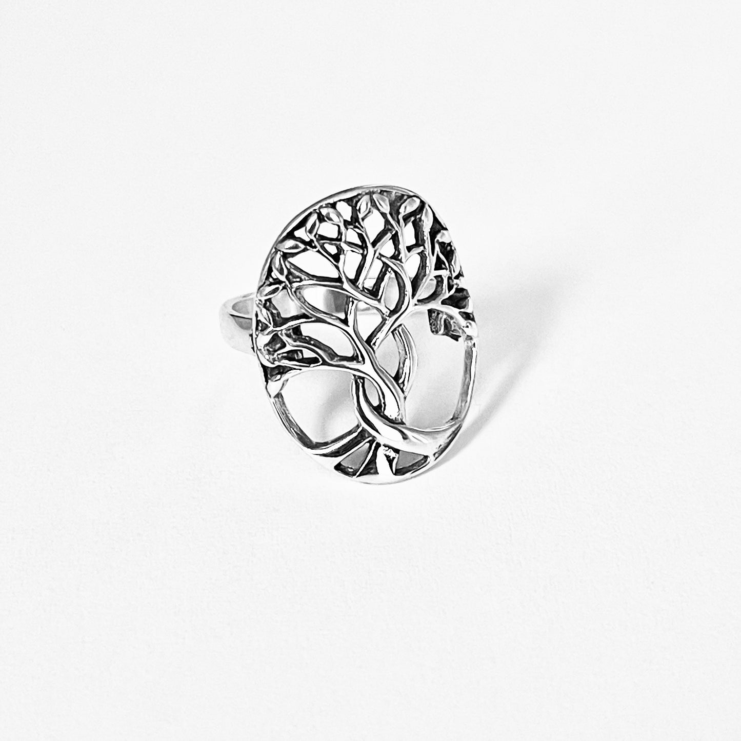 925 Sterling Silver Large Tree of Life Statement Ring | Leaf Boho Fortune Silver Rings