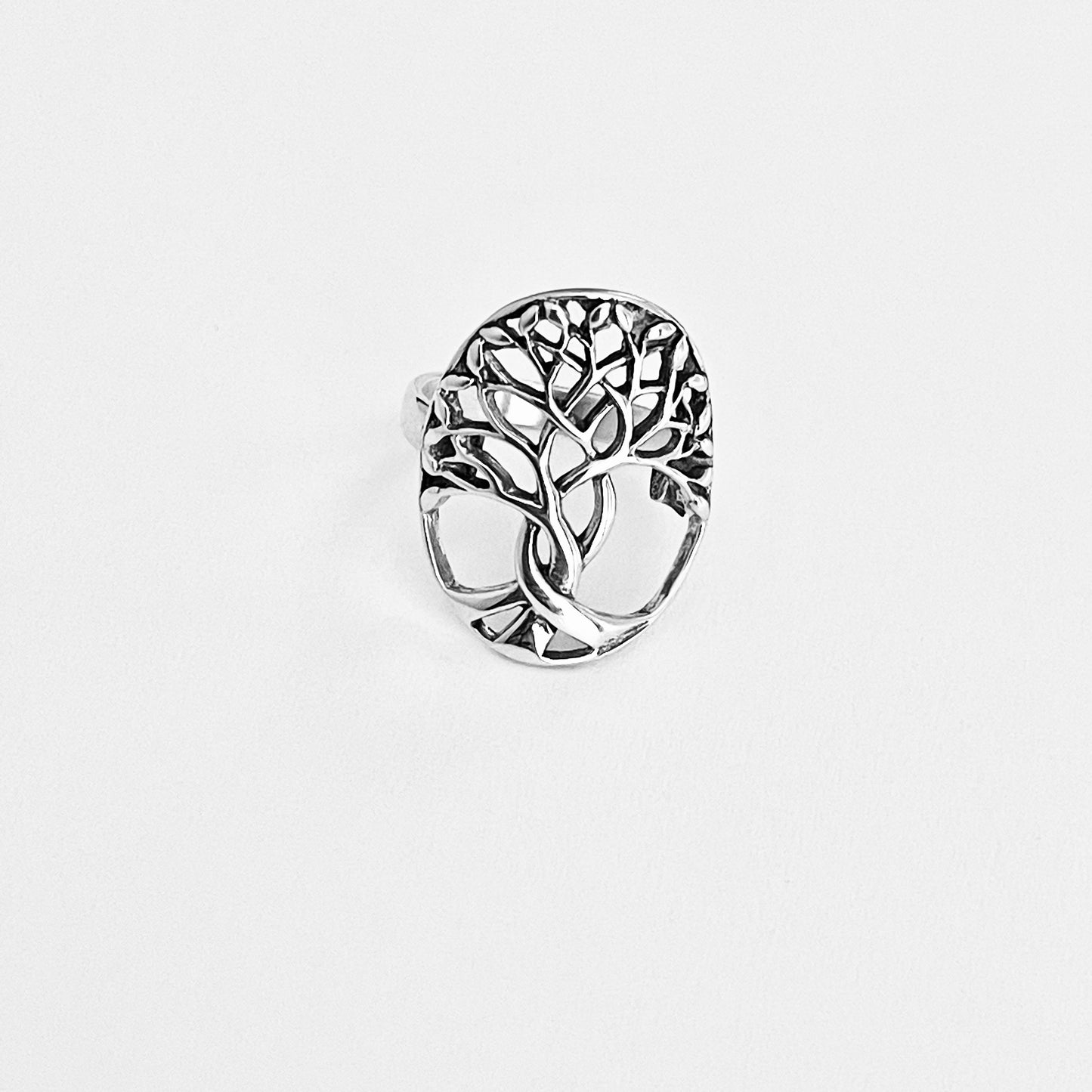 925 Sterling Silver Large Tree of Life Statement Ring | Leaf Boho Fortune Silver Rings
