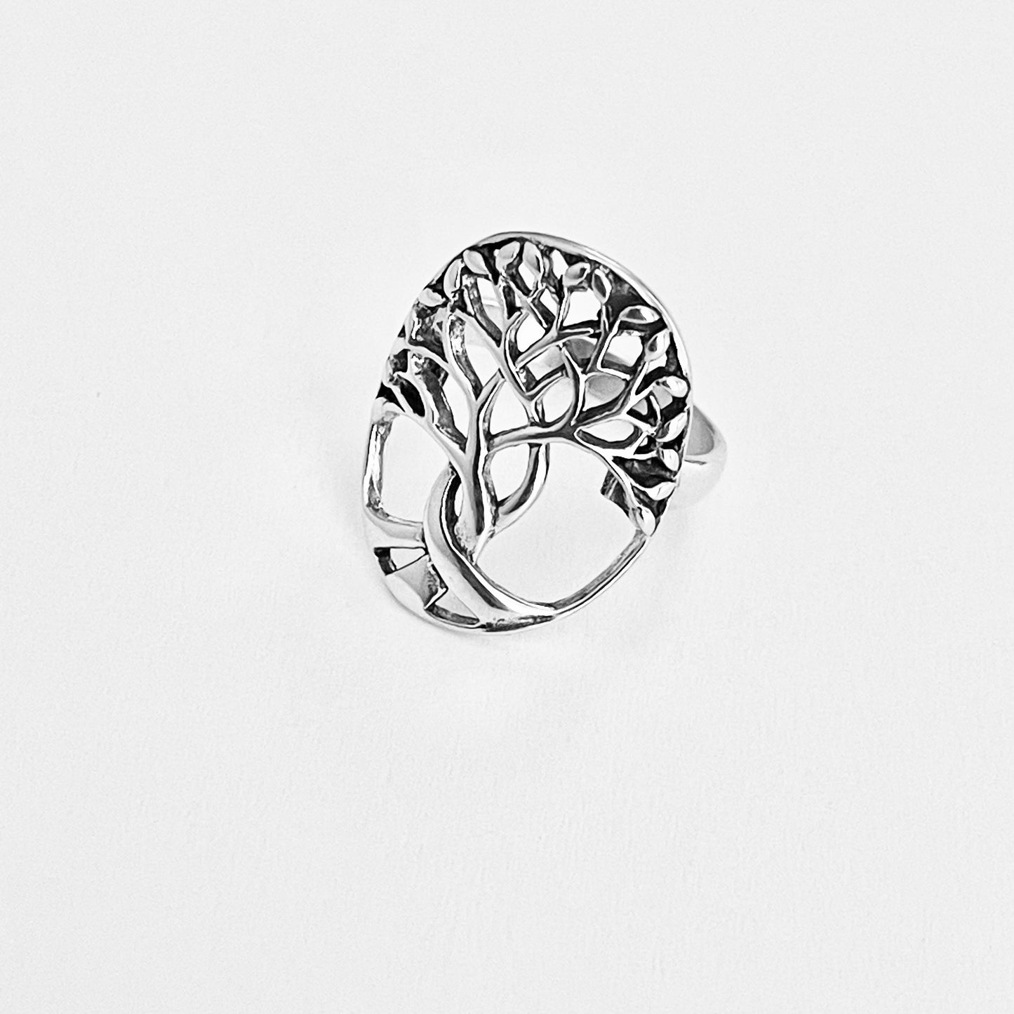 925 Sterling Silver Large Tree of Life Statement Ring | Leaf Boho Fortune Silver Rings
