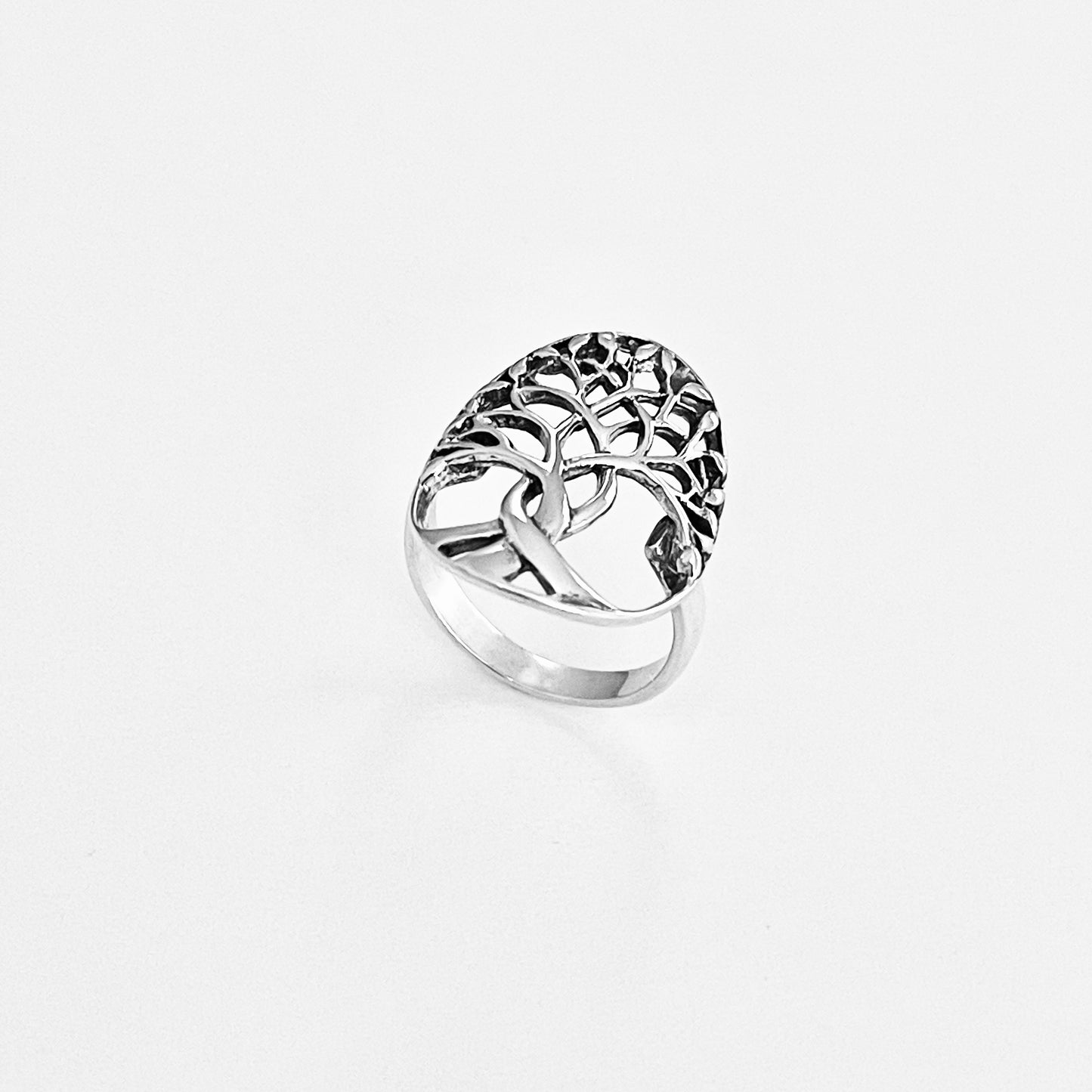 925 Sterling Silver Large Tree of Life Statement Ring | Leaf Boho Fortune Silver Rings