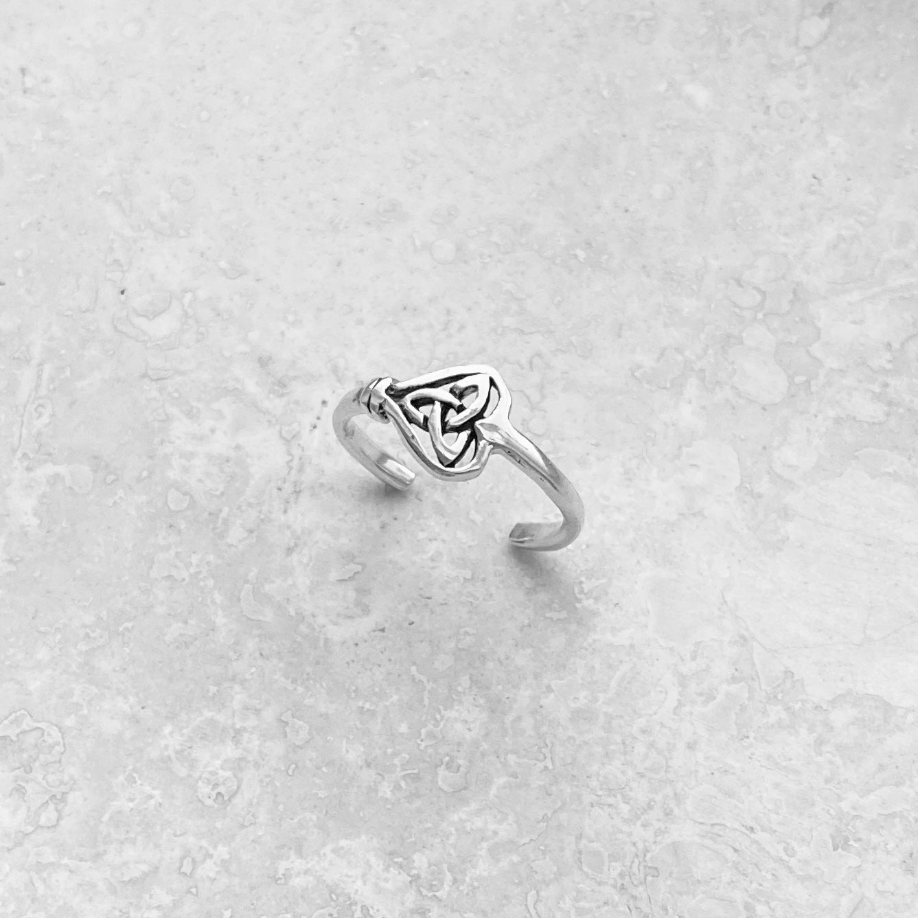 Sterling Silver Heart Triquetra Key Toe Ring, Celtic Silver Rings