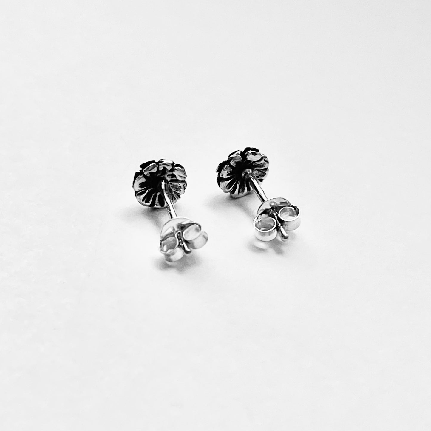 925 Sterling Silver Small Dahlia Flower Stud Earrings | Triple Layer Zinnia & Floral Jewelry