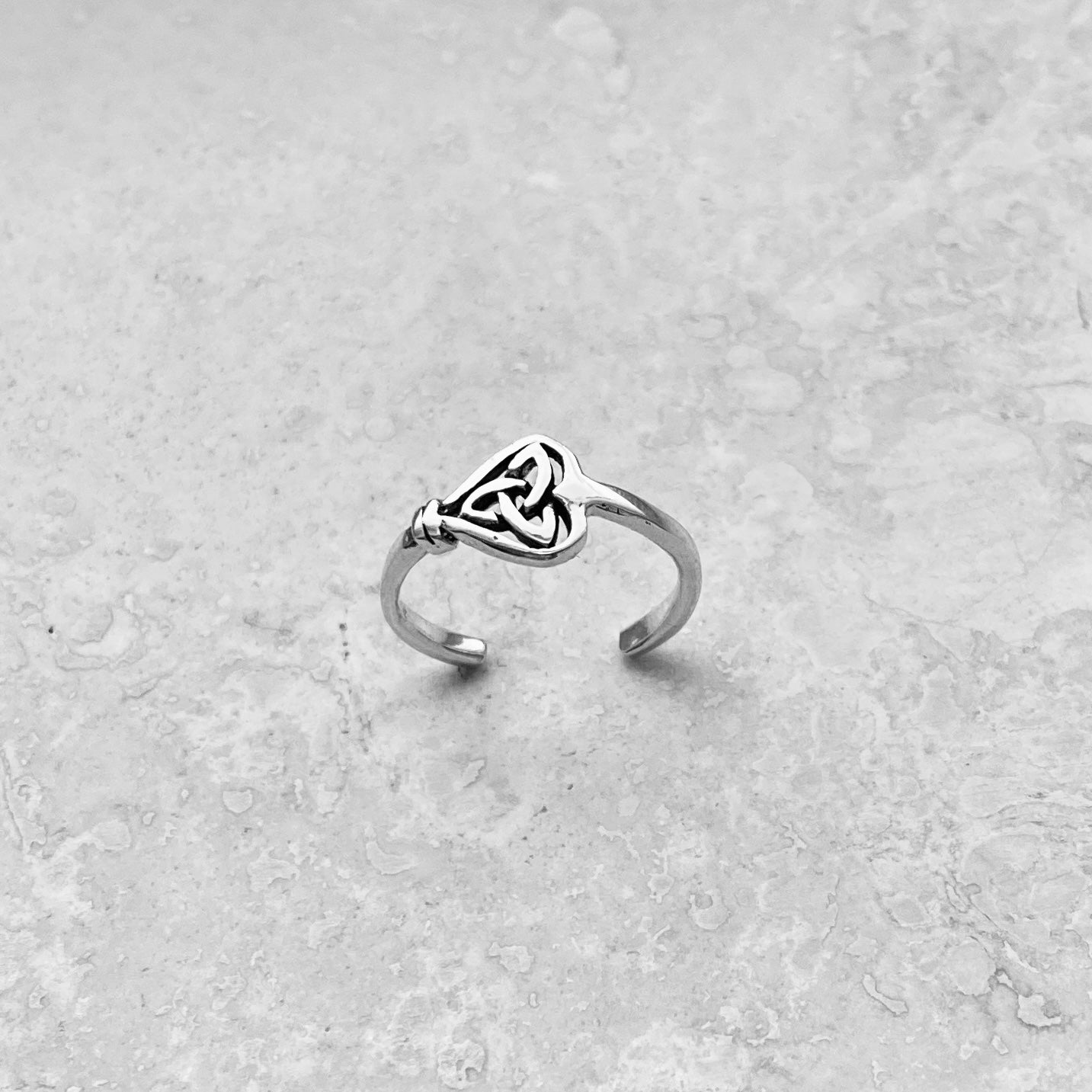 Sterling Silver Heart Triquetra Key Toe Ring, Celtic Silver Rings