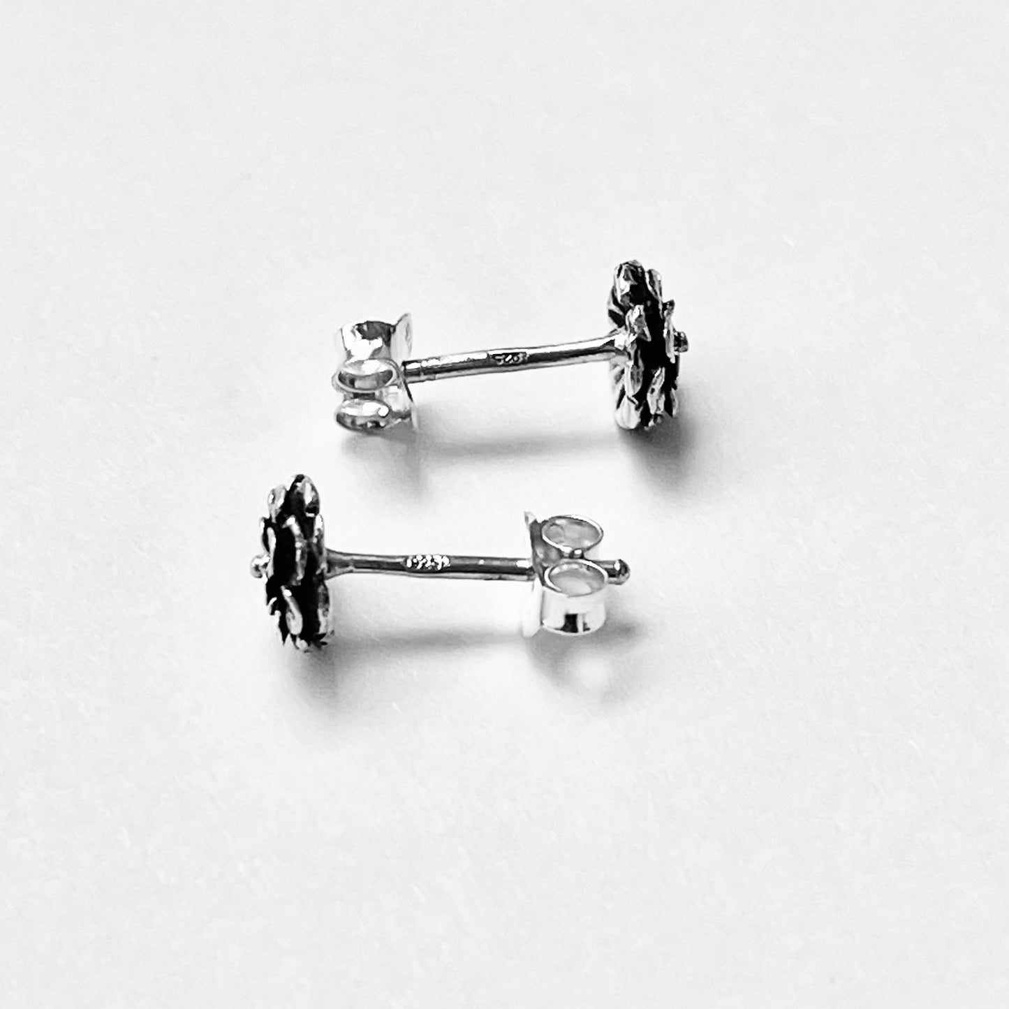 925 Sterling Silver Small Dahlia Flower Stud Earrings | Triple Layer Zinnia & Floral Jewelry