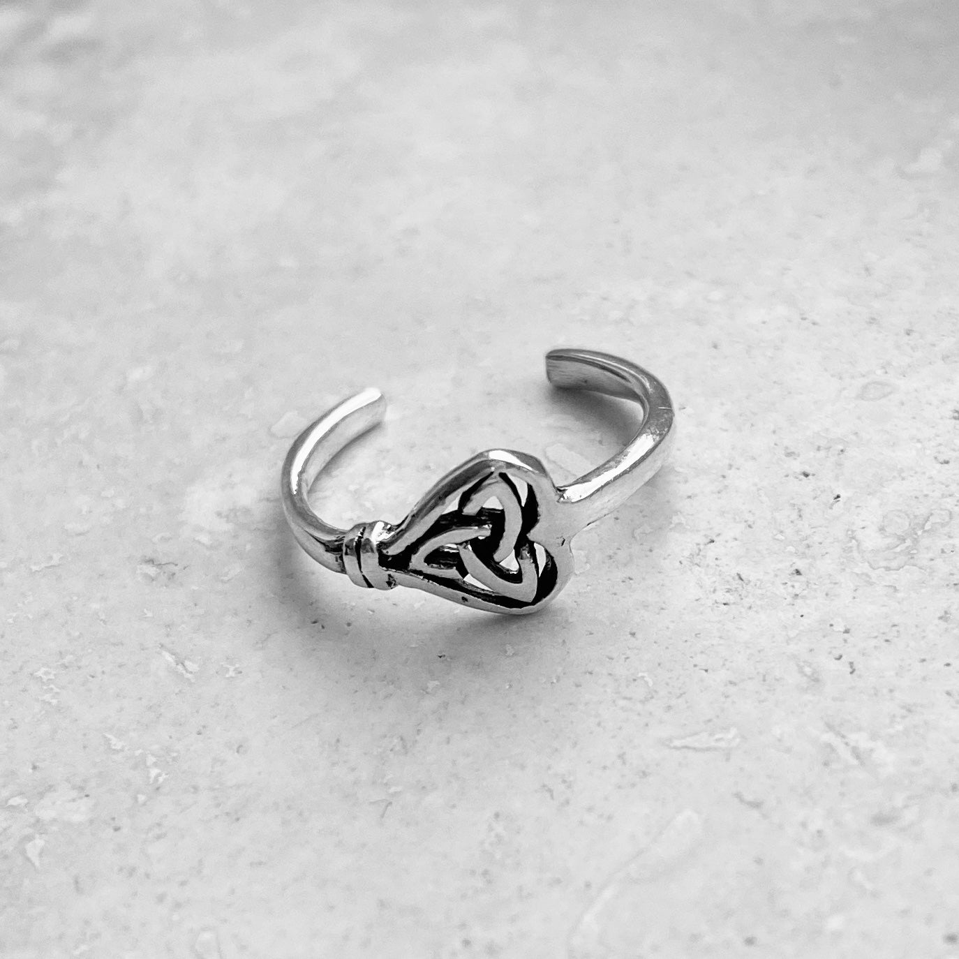 Sterling Silver Heart Triquetra Key Toe Ring, Celtic Silver Rings