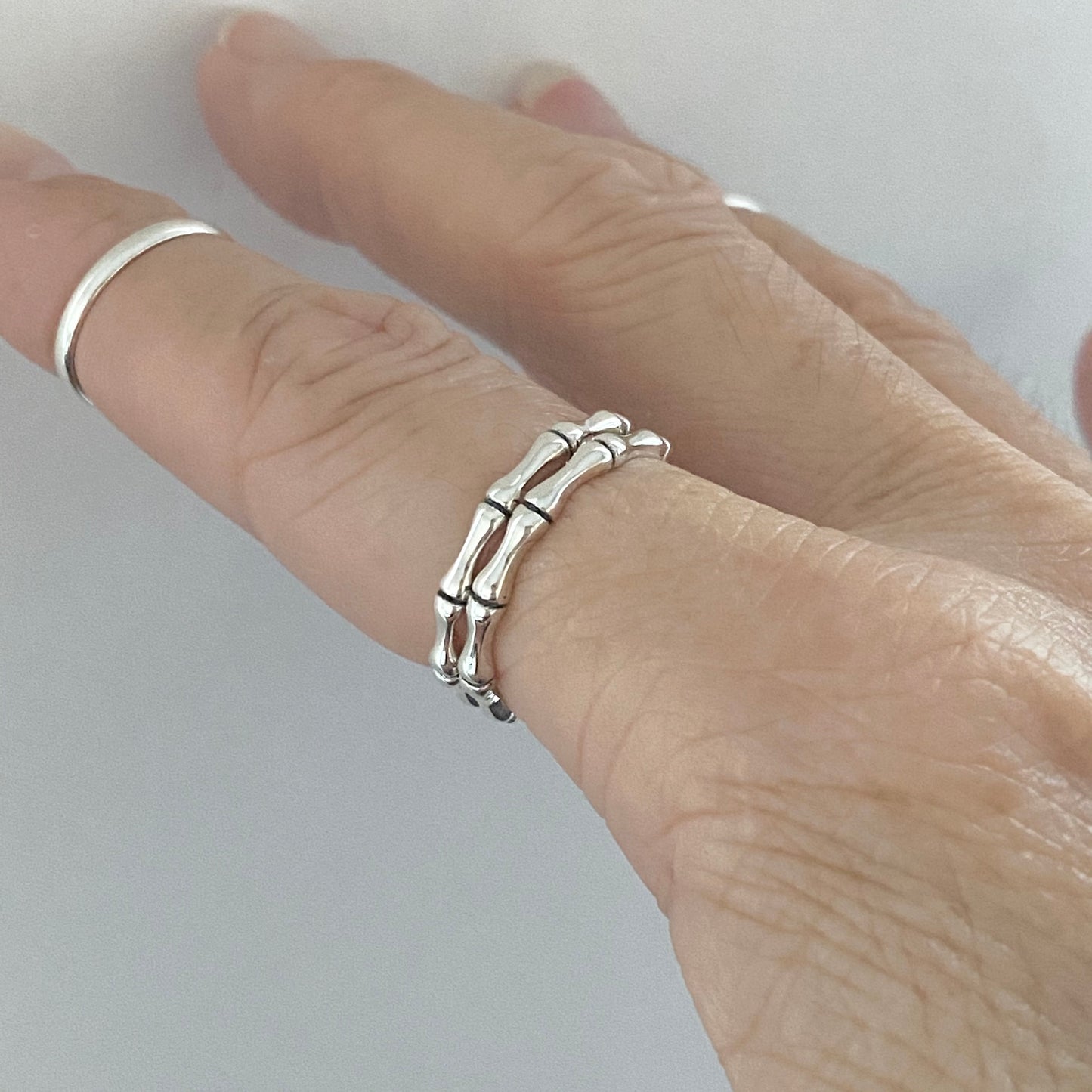 Sterling Silver Eternity Bamboo Band, Dog Bone Ring, Wedding Bands, Silver Rings