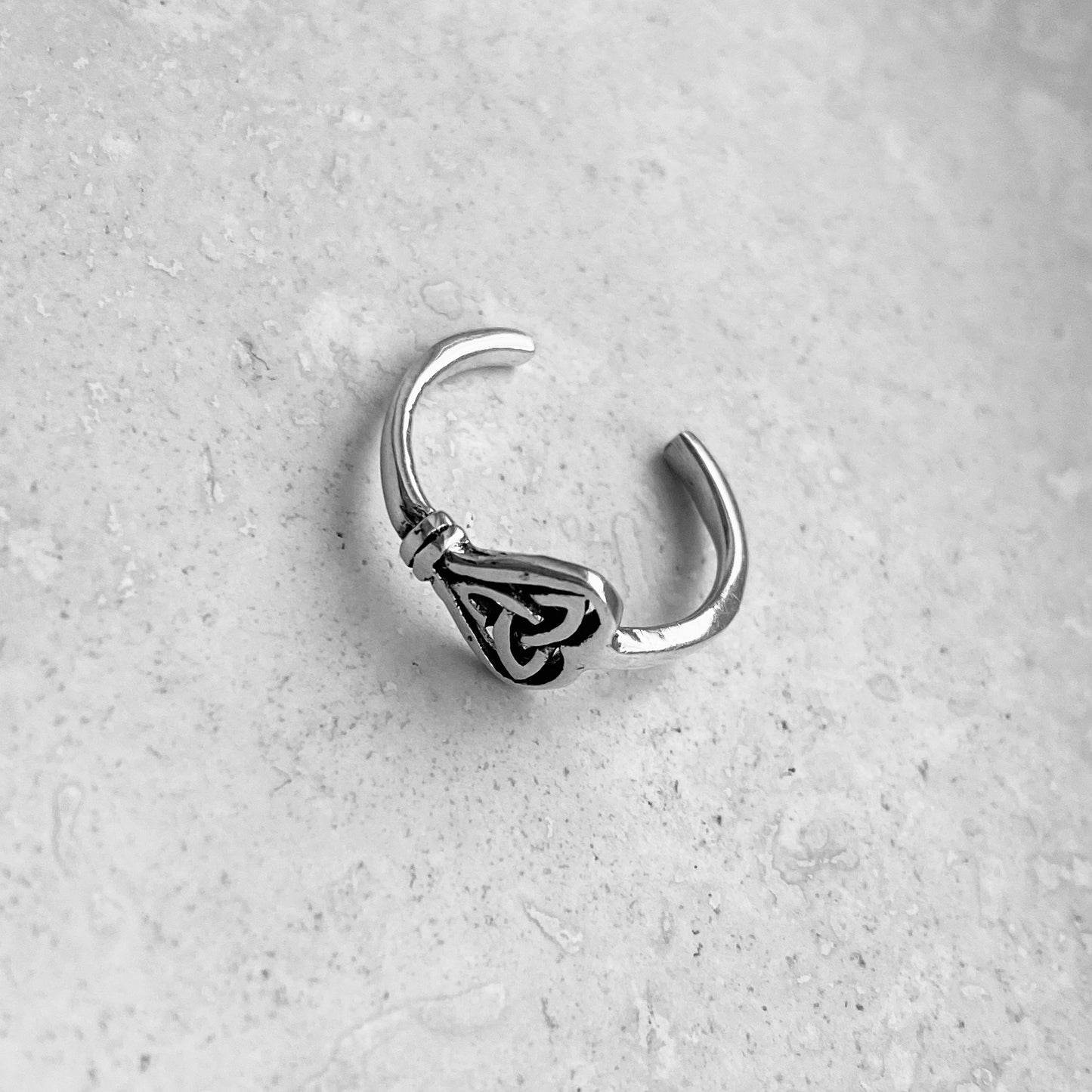 Sterling Silver Heart Triquetra Key Toe Ring, Celtic Silver Rings