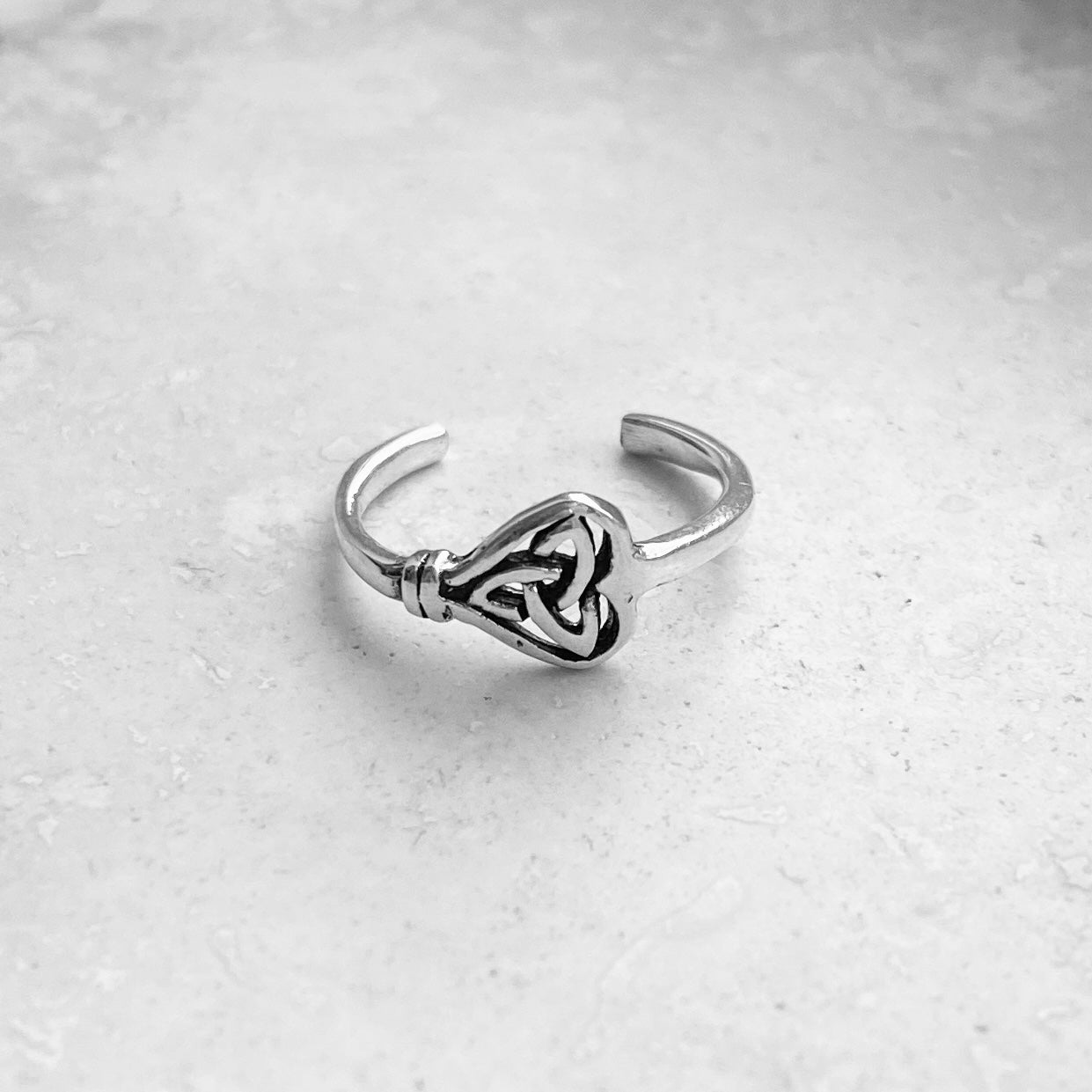 Sterling Silver Heart Triquetra Key Toe Ring, Celtic Silver Rings