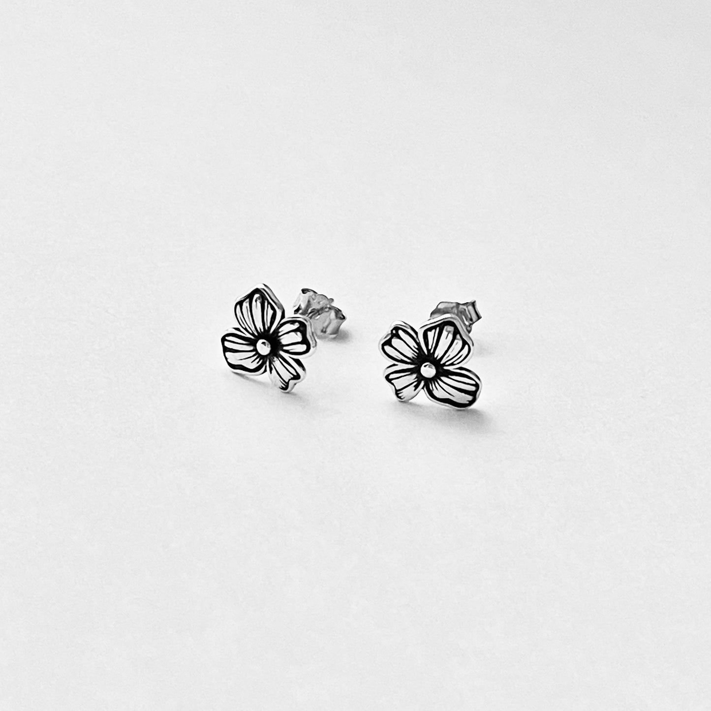 Sterling Silver Flower Stud Earrings, Dainty Earring, Floral Jewelry