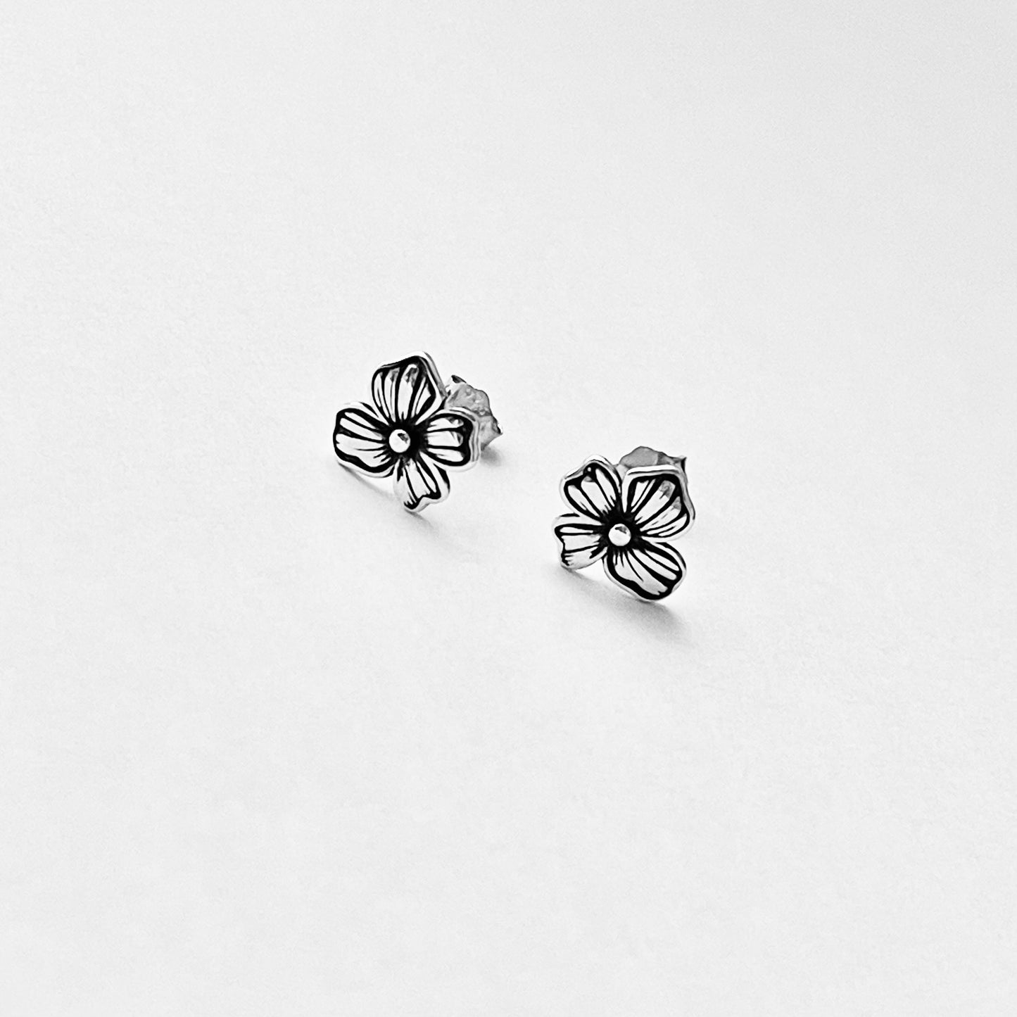 Sterling Silver Flower Stud Earrings, Dainty Earring, Floral Jewelry