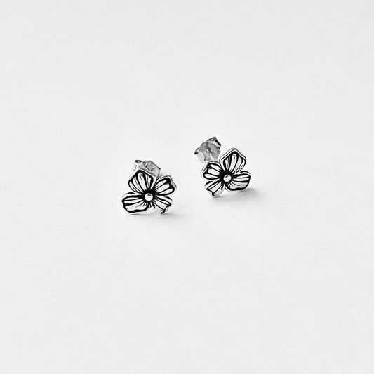 Sterling Silver Flower Stud Earrings, Dainty Earring, Floral Jewelry