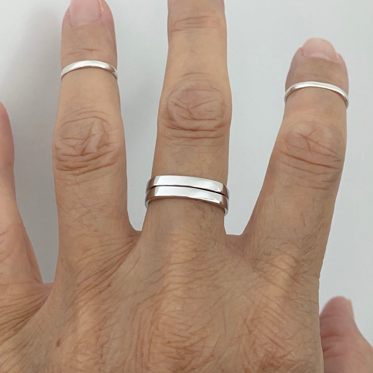 Sterling Silver Unisex Square Band Ring, Wedding Bands, Stackable Silver Rings