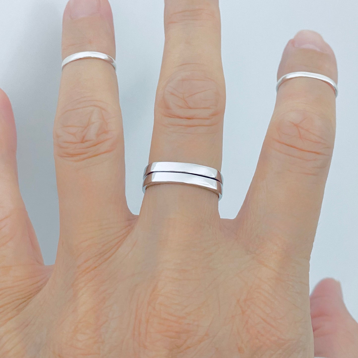 Sterling Silver Unisex Simple Square Band Ring, Wedding Bands, Stackable Jewelry