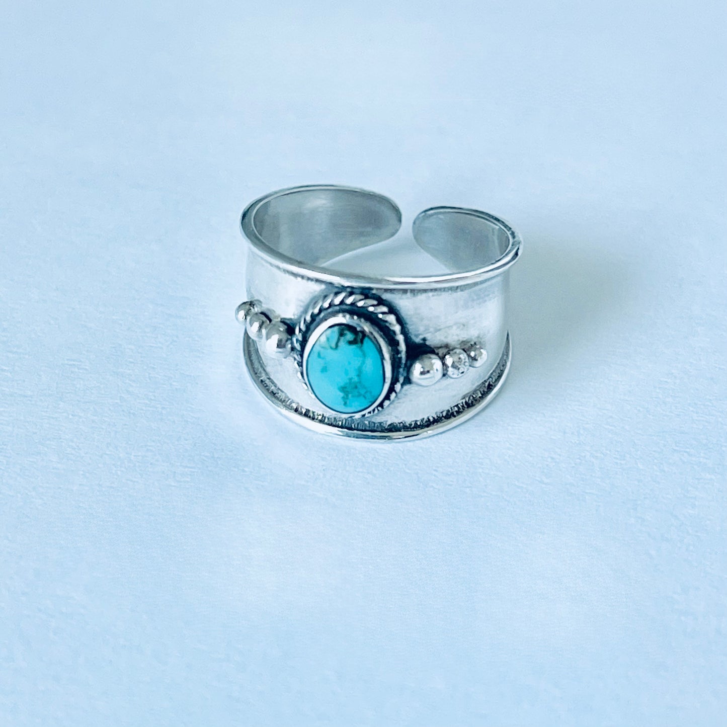 Sterling Silver Bali Style Genuine Turquoise Toe Ring – Boho Statement Stone Rings