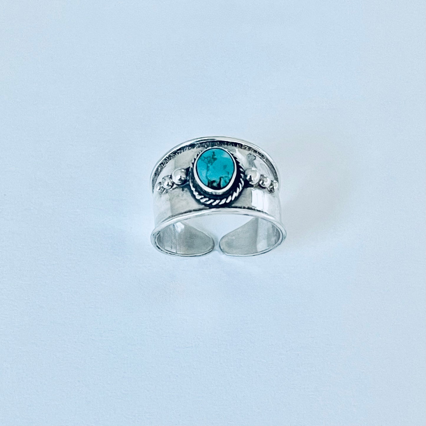 Sterling Silver Bali Style Genuine Turquoise Toe Ring – Boho Statement Stone Rings
