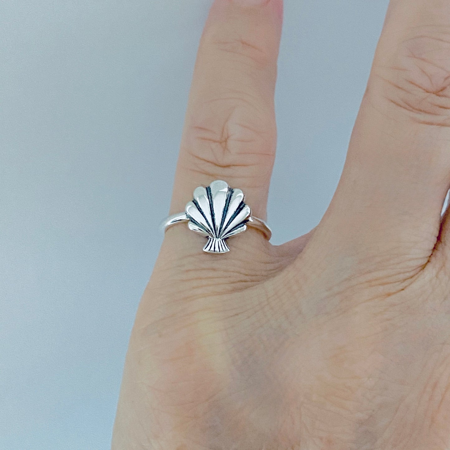 Sterling Silver Dainty Seashell Ring, Ocean Jewelry, Beach Shells