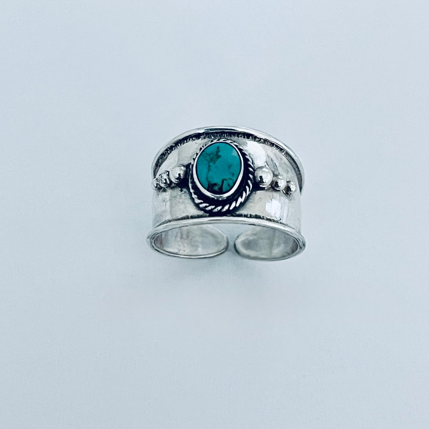 Sterling Silver Bali Style Genuine Turquoise Toe Ring – Boho Statement Stone Rings