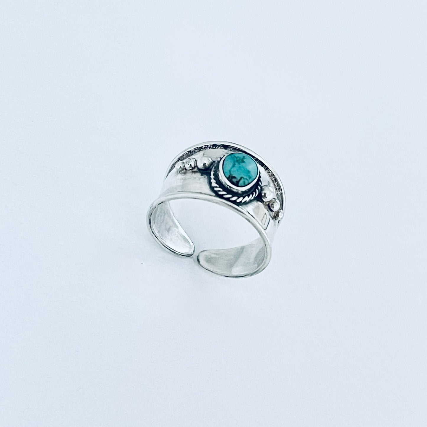 Sterling Silver Bali Style Genuine Turquoise Toe Ring – Boho Statement Stone Rings