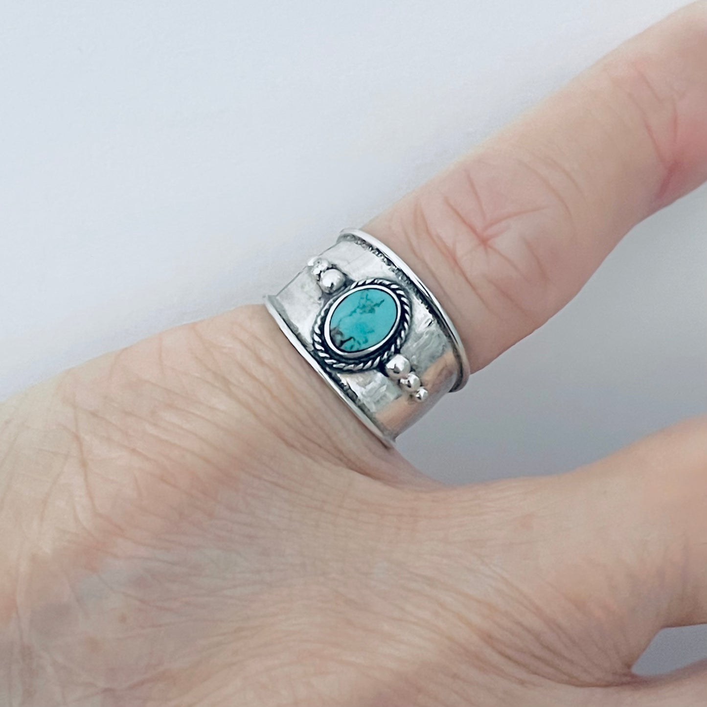 Sterling Silver Bali Style Genuine Turquoise Toe Ring – Boho Statement Stone Rings