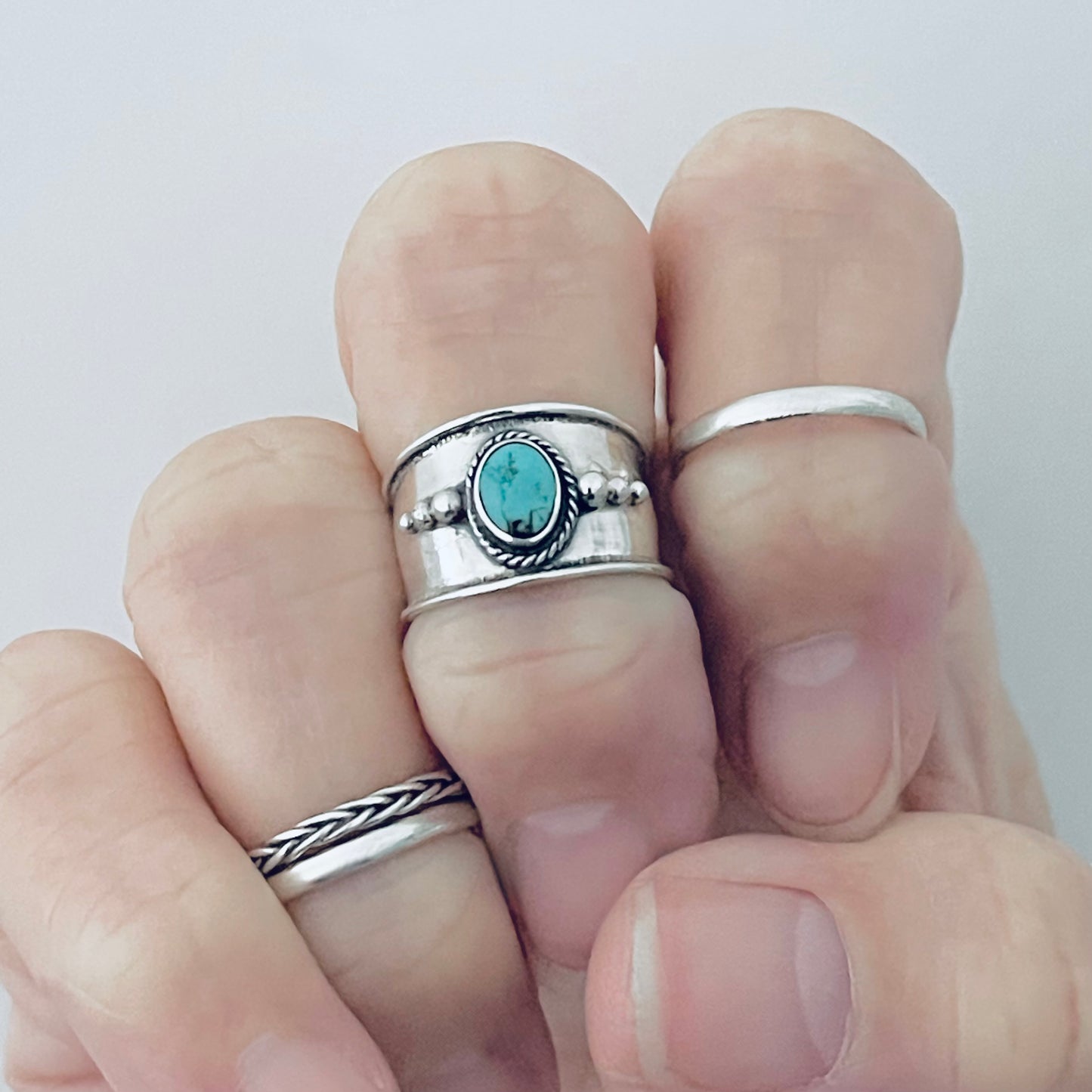 Sterling Silver Bali Style Genuine Turquoise Toe Ring – Boho Statement Stone Rings