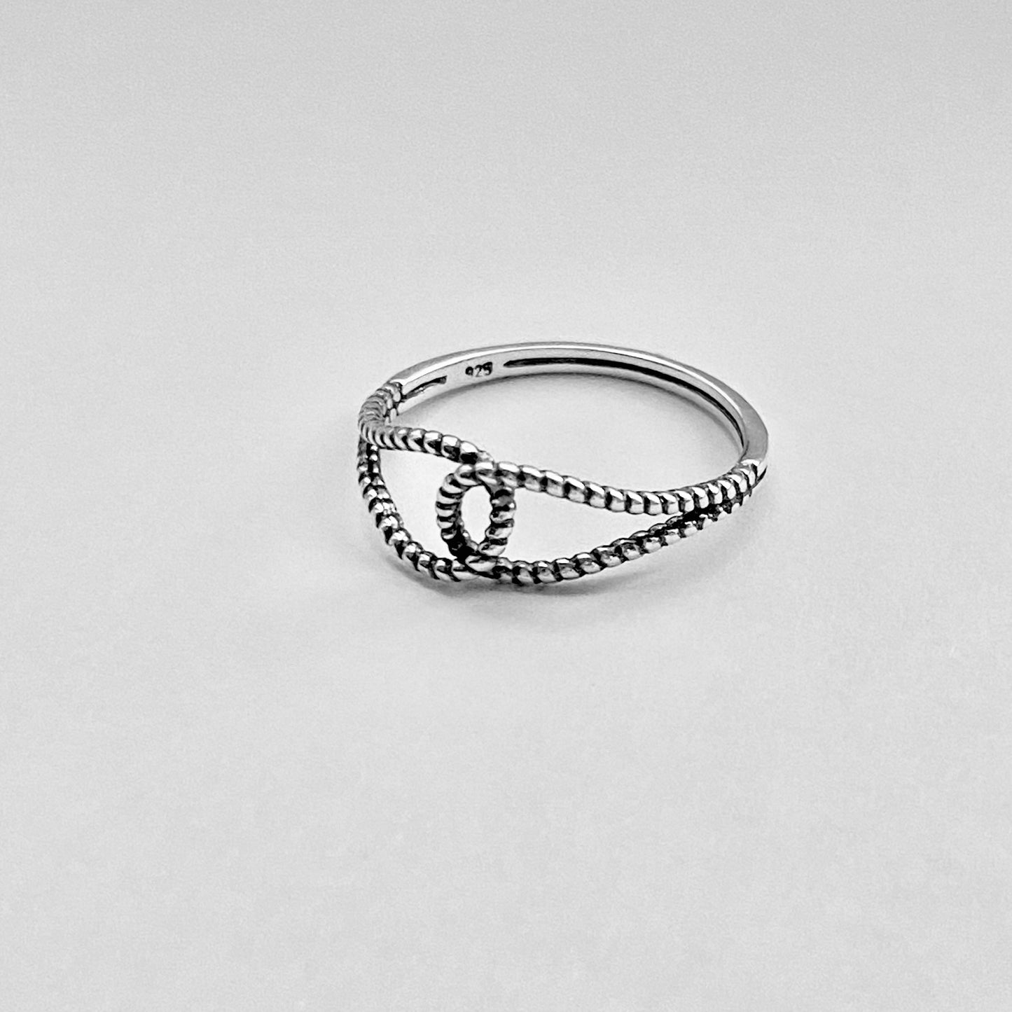Sterling Silver Minimalist Thin Rope Loop Ring, Dainty Connected Knot Silver Rings