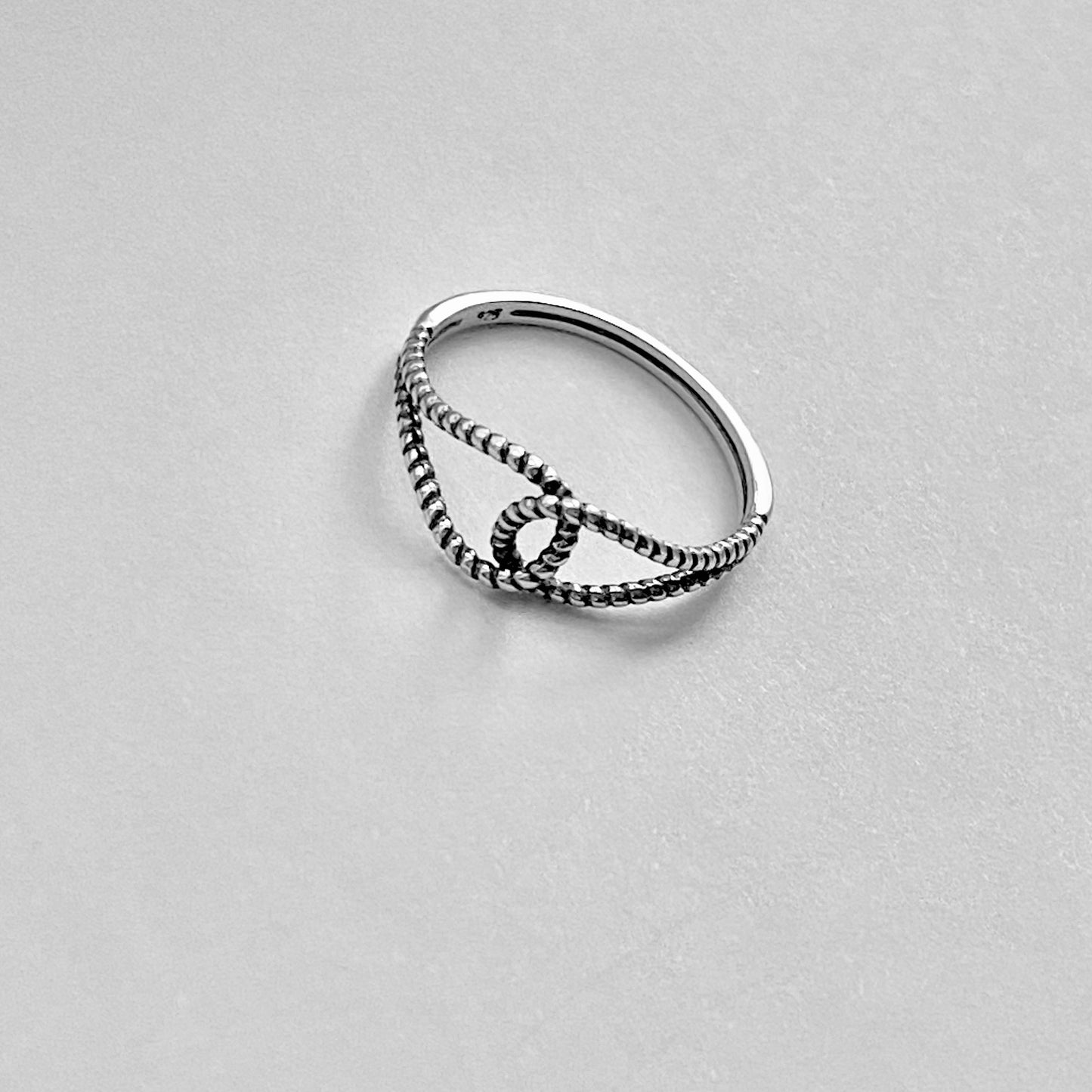 Sterling Silver Minimalist Thin Rope Loop Ring, Dainty Connected Knot Silver Rings