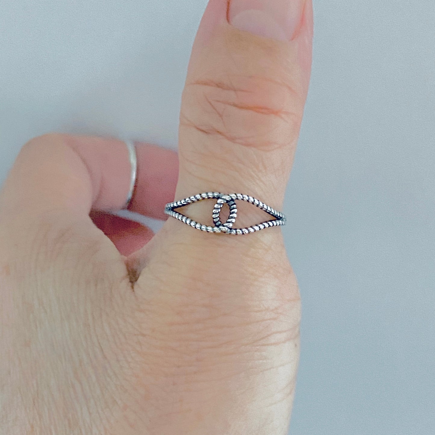 Sterling Silver Minimalist Thin Rope Loop Ring, Dainty Connected Knot Silver Rings