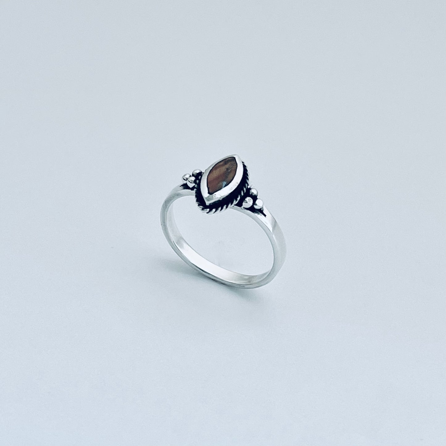 925 Sterling Silver Diamond Shape Tiger's Eye Ring | Boho Protection Stone Rings