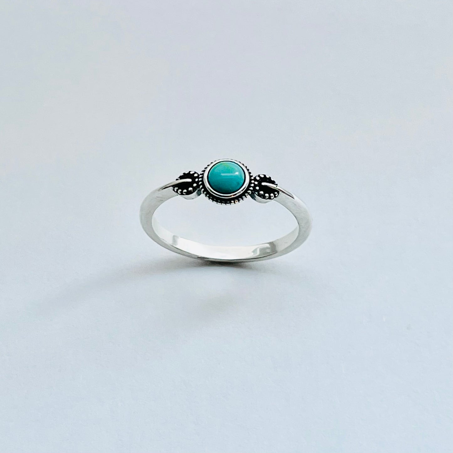 925 Sterling Silver Little Bali Style Turquoise Ring | Dainty Boho & Stone Jewelry