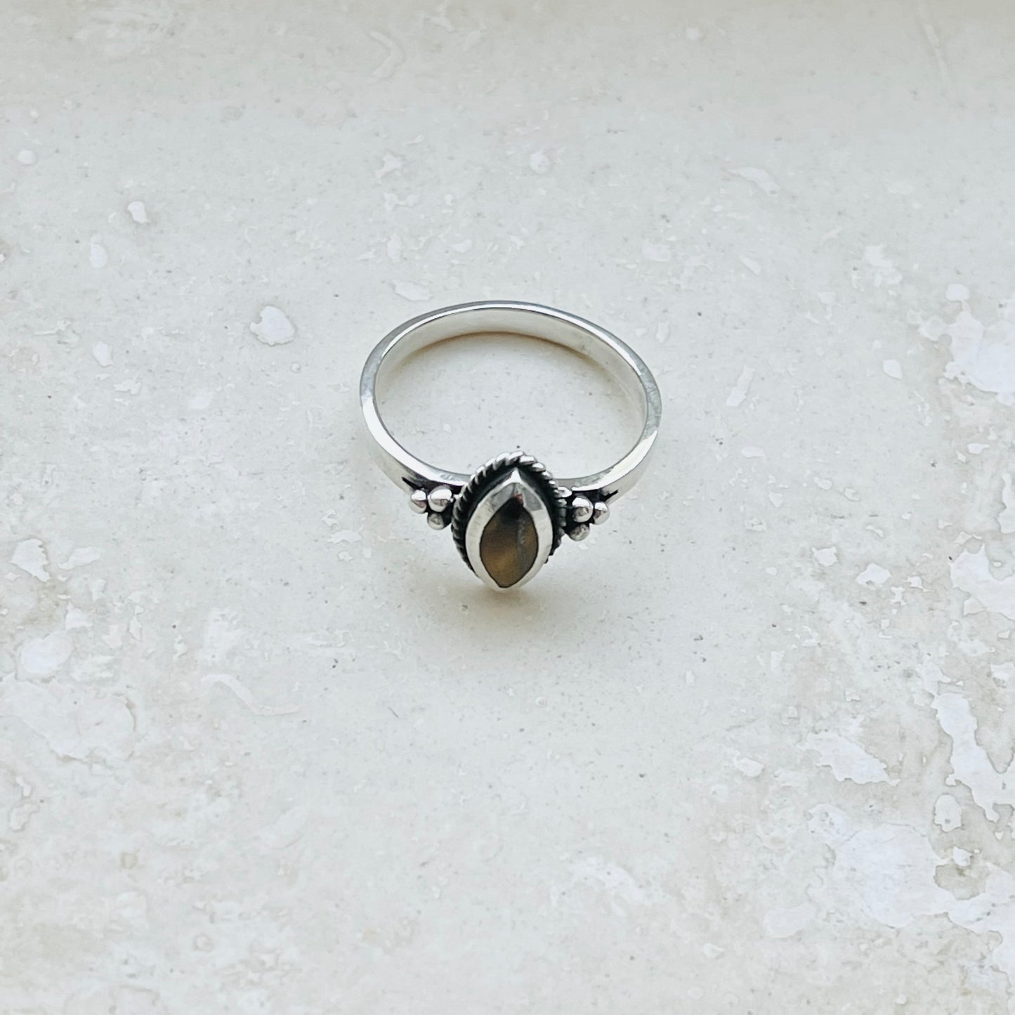 925 Sterling Silver Diamond Shape Tiger's Eye Ring | Boho Protection Stone Rings