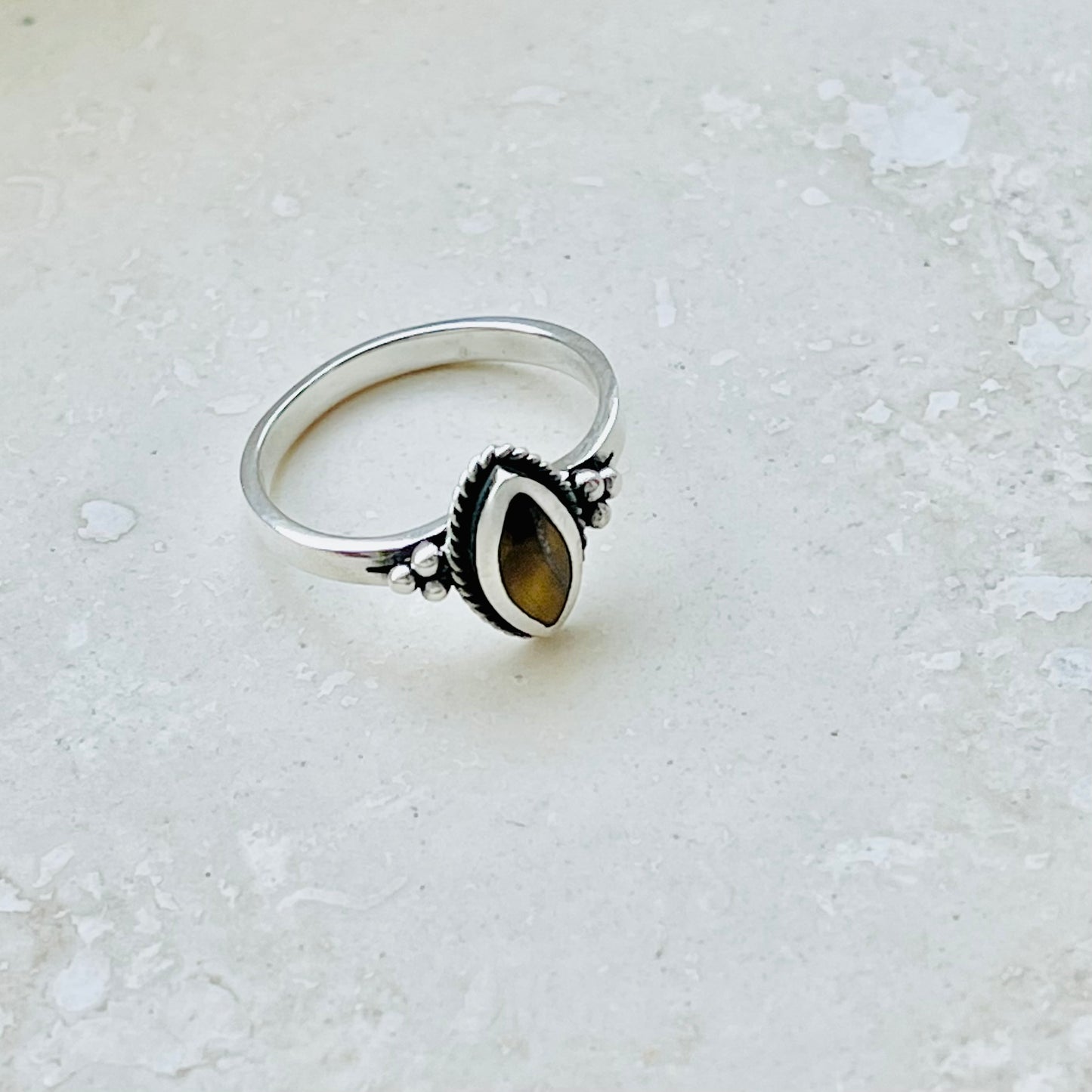 925 Sterling Silver Diamond Shape Tiger's Eye Ring | Boho Protection Stone Rings