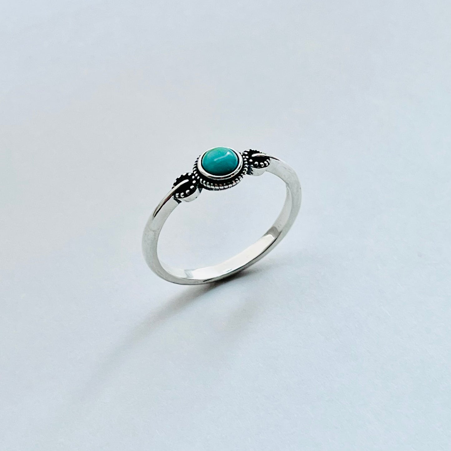 925 Sterling Silver Little Bali Style Turquoise Ring | Dainty Boho & Stone Jewelry