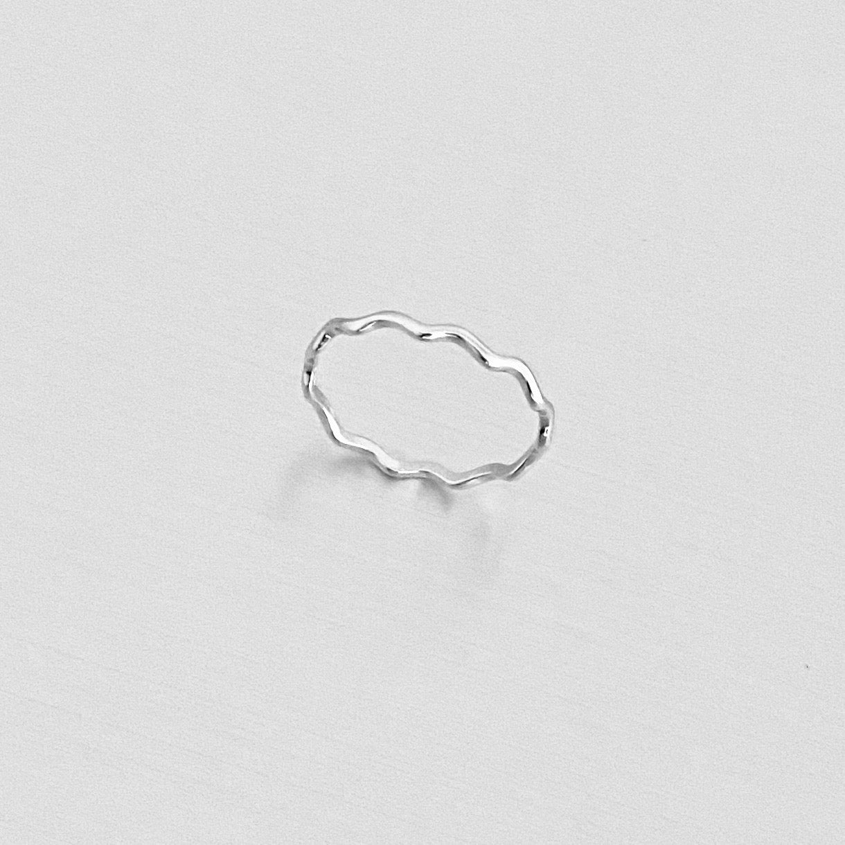 Sterling Silver Dainty Wave Band Ring – Minimalist Ocean Waves Stackable Silver Bands