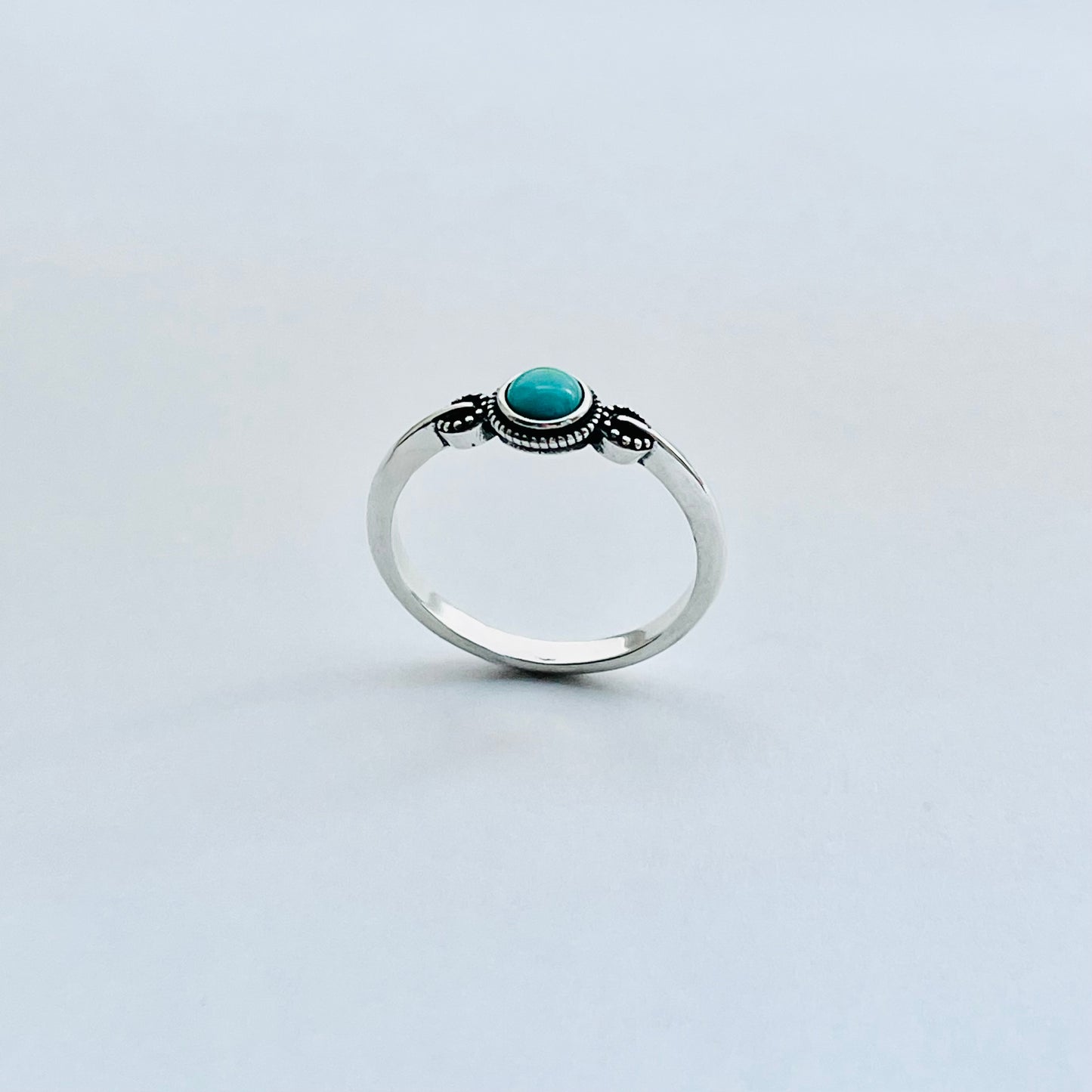 925 Sterling Silver Little Bali Style Turquoise Ring | Dainty Boho & Stone Jewelry
