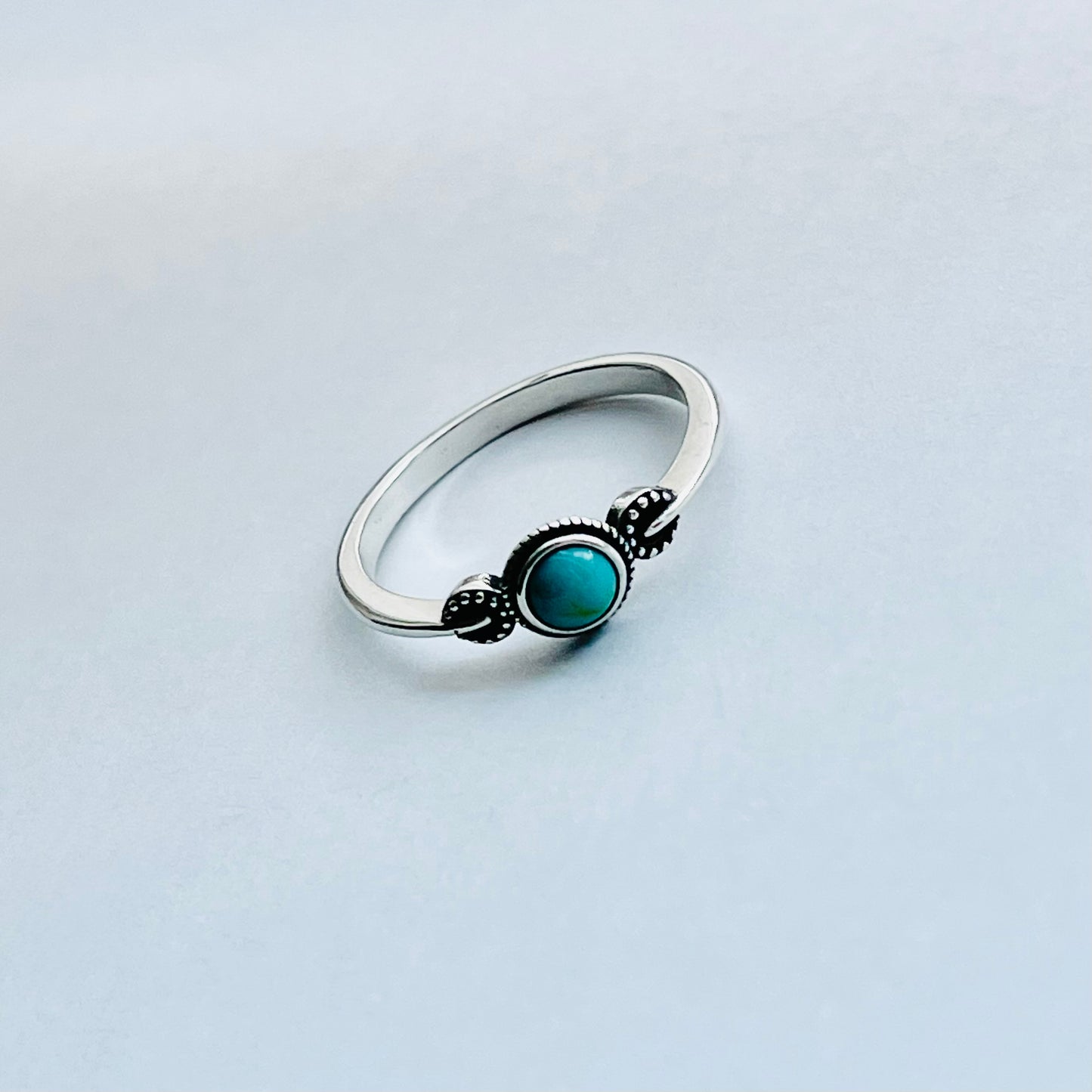 925 Sterling Silver Little Bali Style Turquoise Ring | Dainty Boho & Stone Jewelry