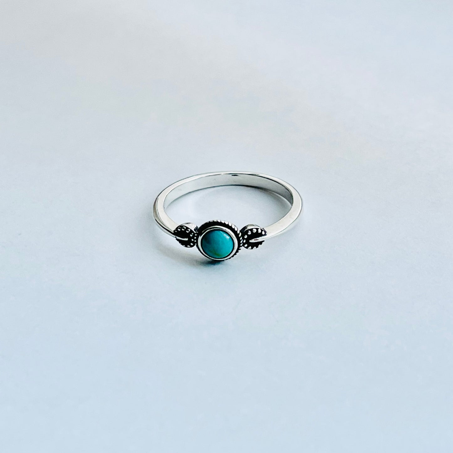 925 Sterling Silver Little Bali Style Turquoise Ring | Dainty Boho & Stone Jewelry