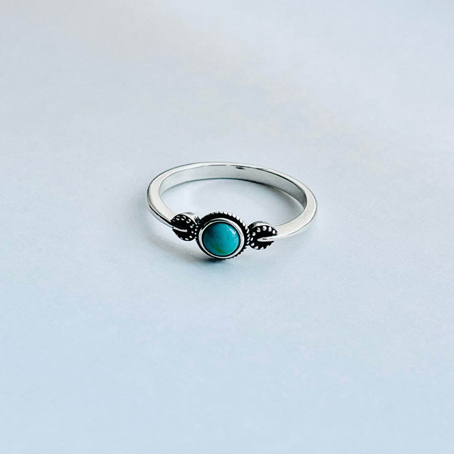 925 Sterling Silver Little Bali Style Turquoise Ring | Dainty Boho & Stone Jewelry