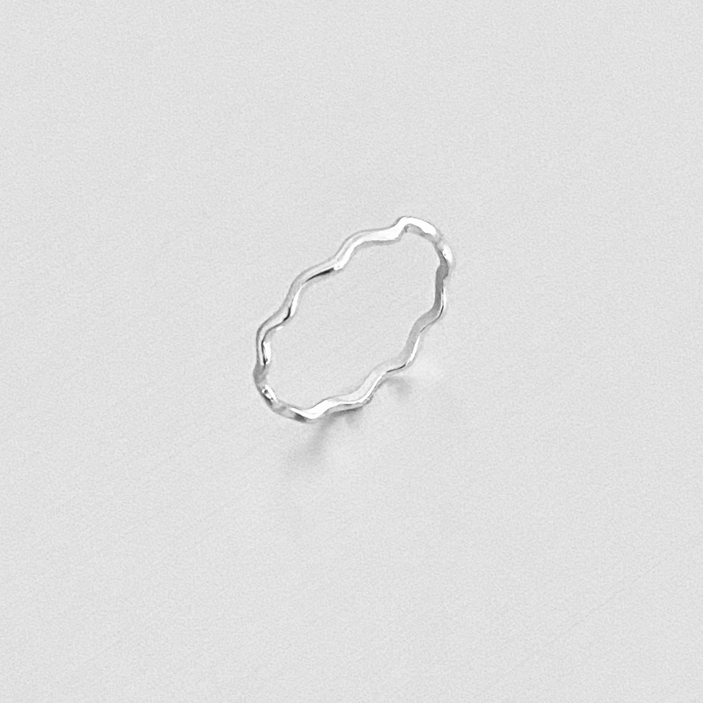 Sterling Silver Dainty Wave Band Ring – Minimalist Ocean Waves Stackable Silver Bands