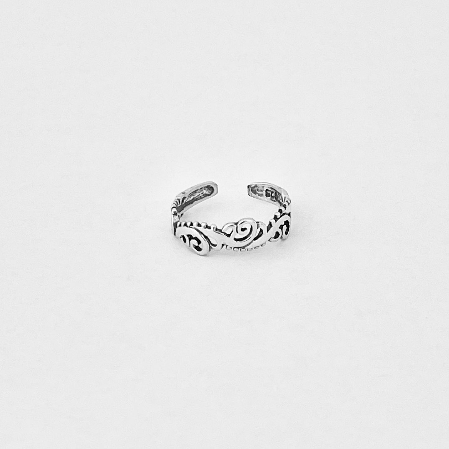 925 Sterling Silver Dainty Swirl Band Toe Ring | Swirly Midi Pinky Silver Rings