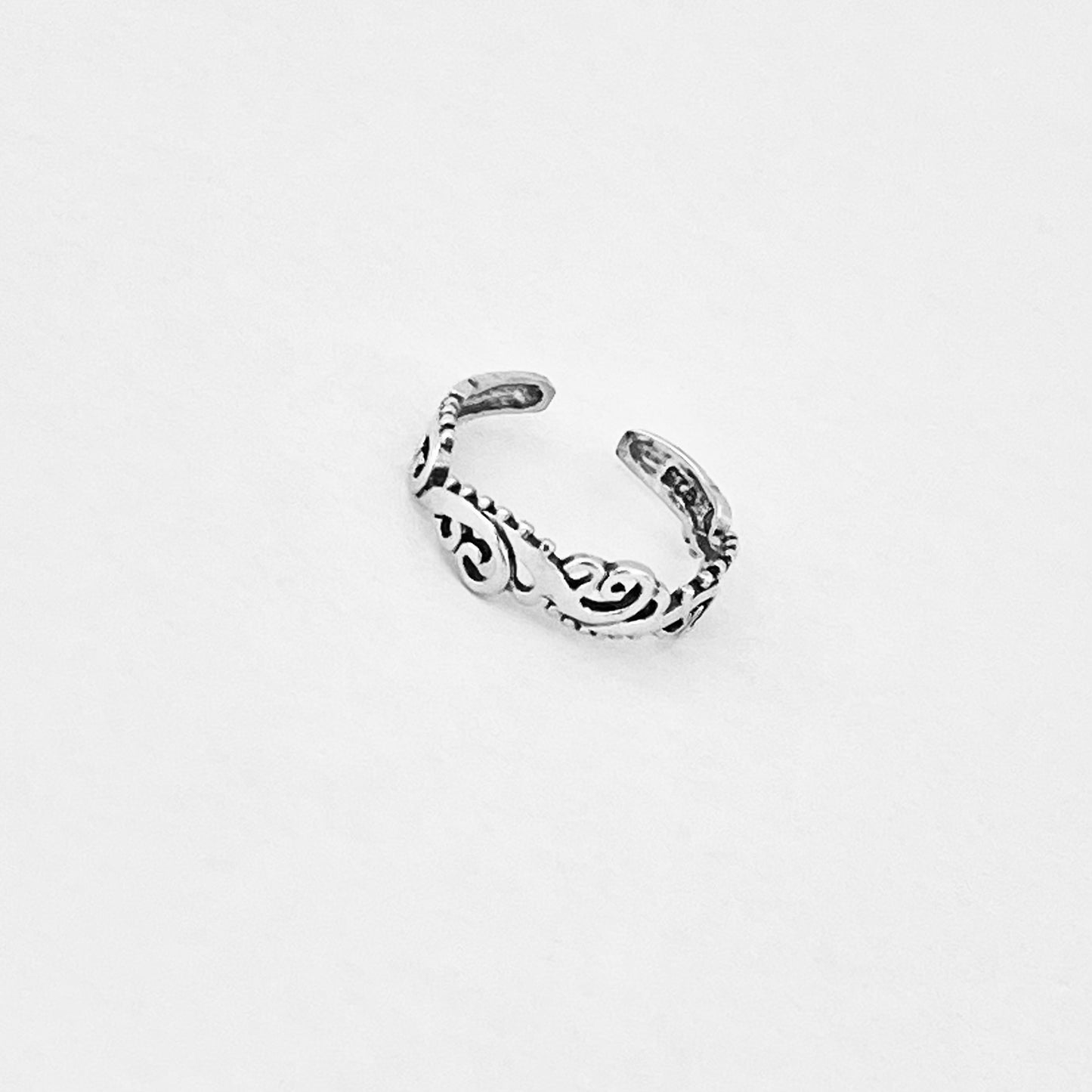 925 Sterling Silver Dainty Swirl Band Toe Ring | Swirly Midi Pinky Silver Rings